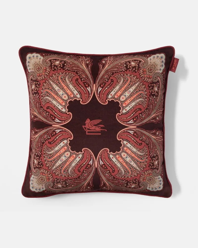 Etro Kissen Kiri aus Baumwollsamt Burgunderrot