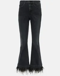 Veronica Beard High-Rise Flared Jeans Carson mit Federn Schwarz