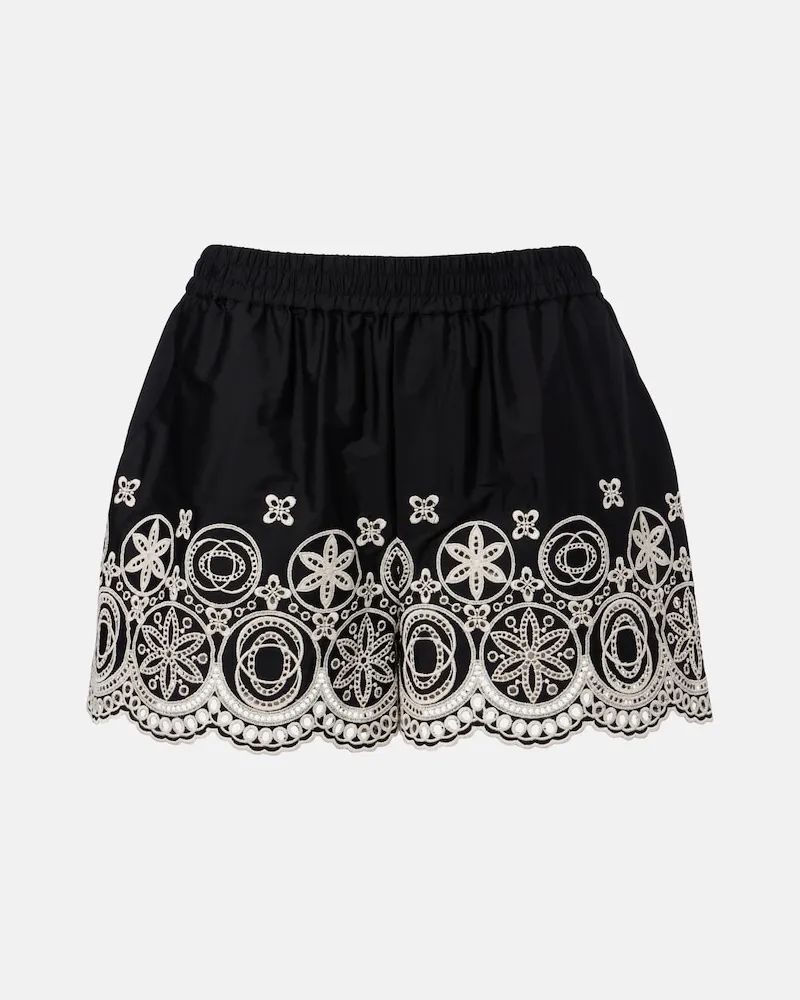 La DoubleJ Bestickte Shorts Pull-Up aus Baumwolle Schwarz