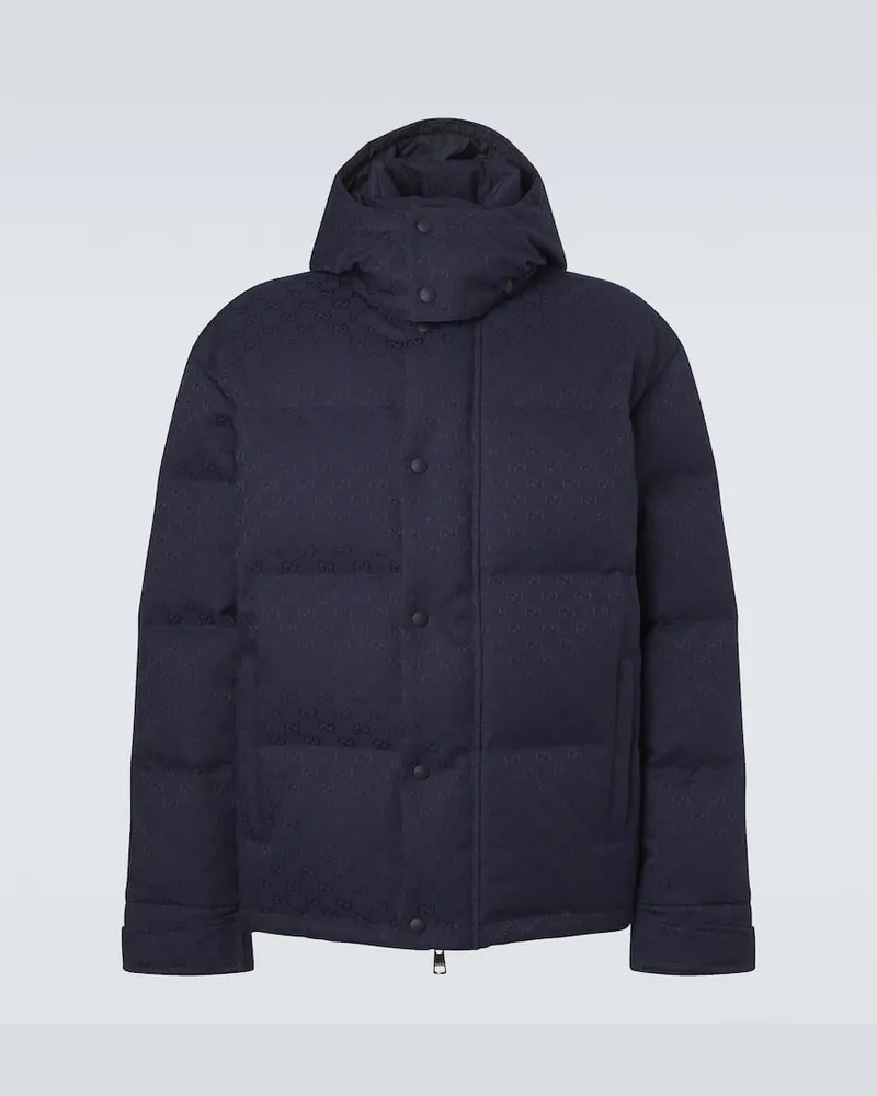 Gucci Daunenjacke GG aus Canvas Blau