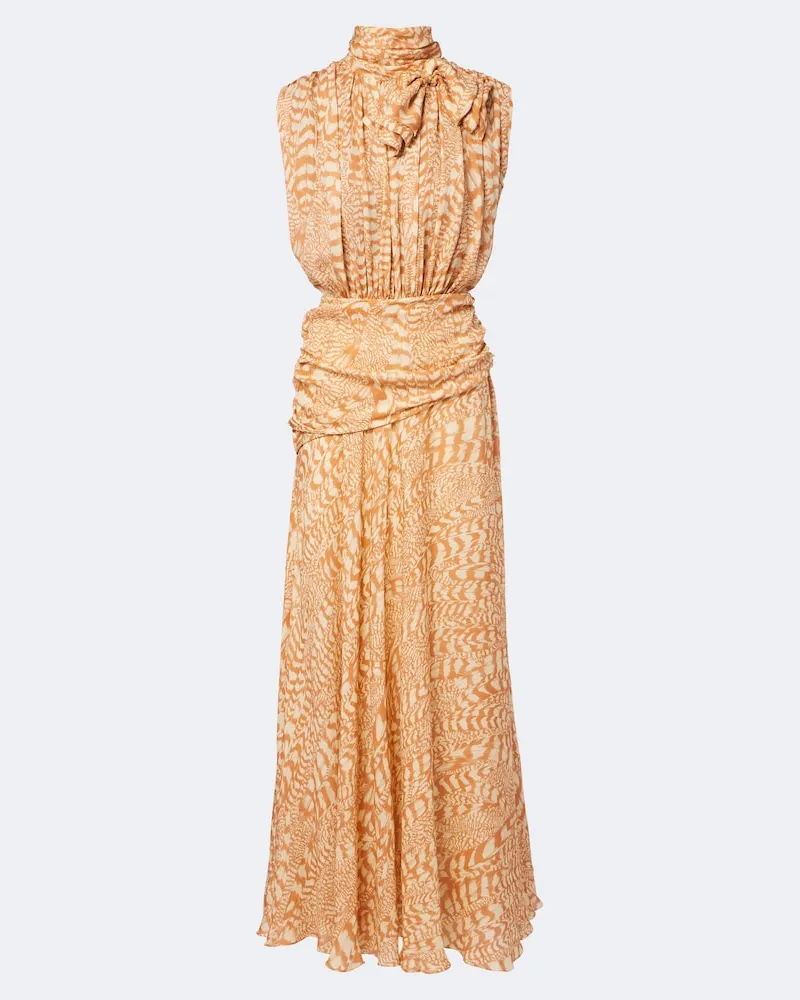 Johanna Ortiz Cocktailkleid aus Seidengeorgette Orange
