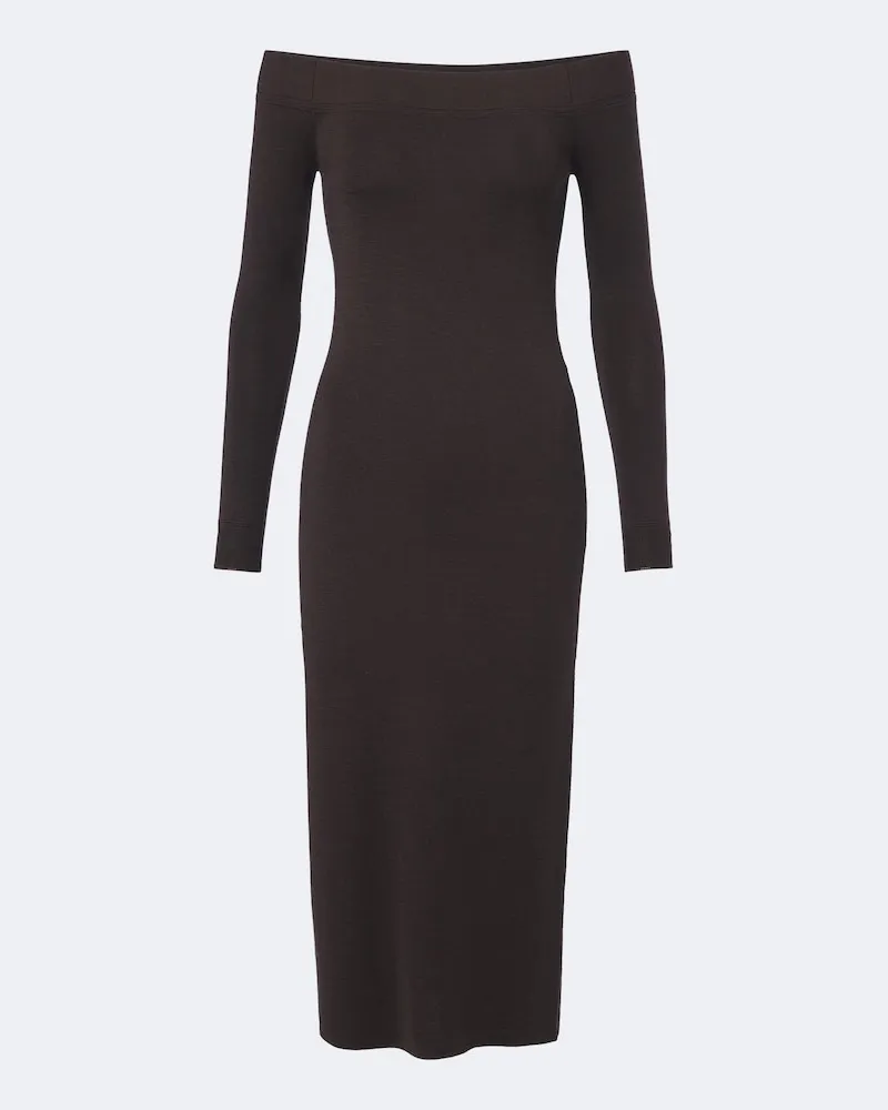 Tom Ford Midikleid aus Wolle und Seide Braun