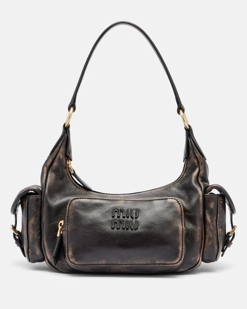 Miu Miu Schultertasche Pocket Medium aus Leder Braun