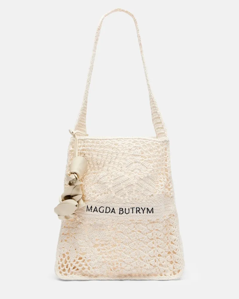 Magda Butrym Tote Bag Small aus Häkelstrick Weiß