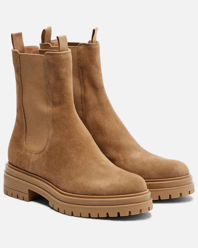Gianvito Rossi Chelsea Boots Chester aus Veloursleder Beige