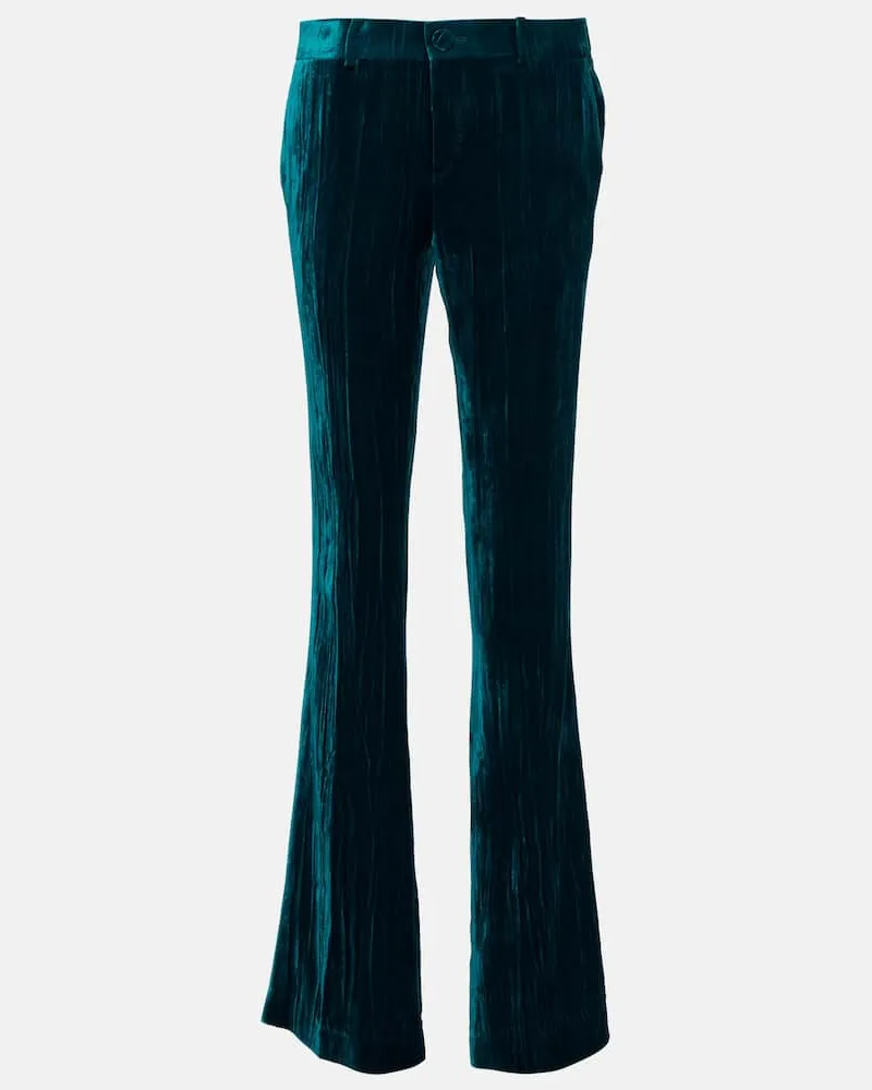Petar Petrov Low-Rise-Hose Gomez aus Samt Blau