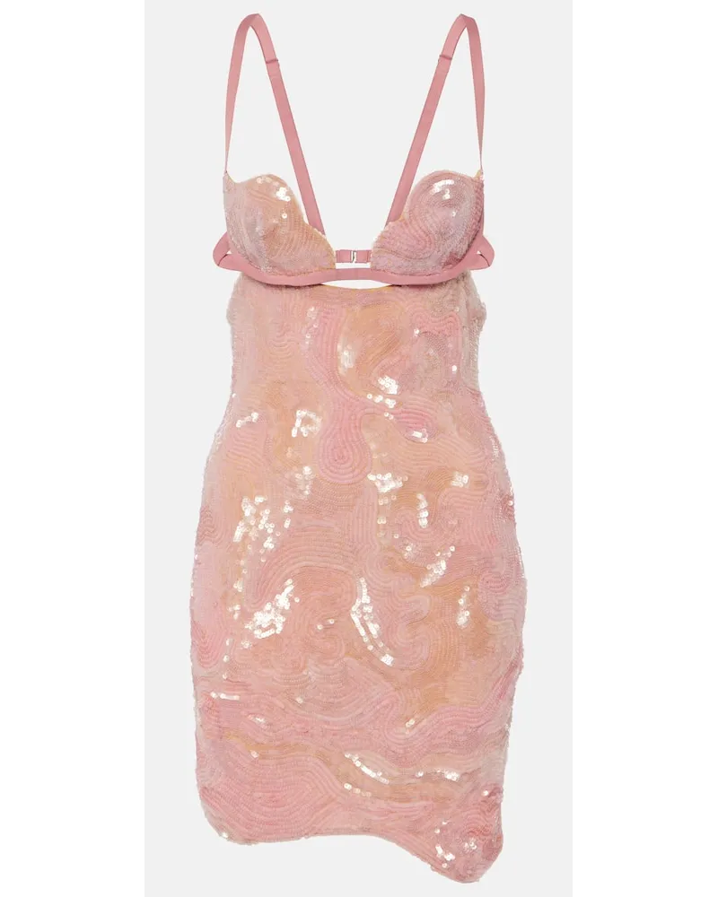 Nensi Dojaka Minikleid Heartbeat mit Pailletten Pink