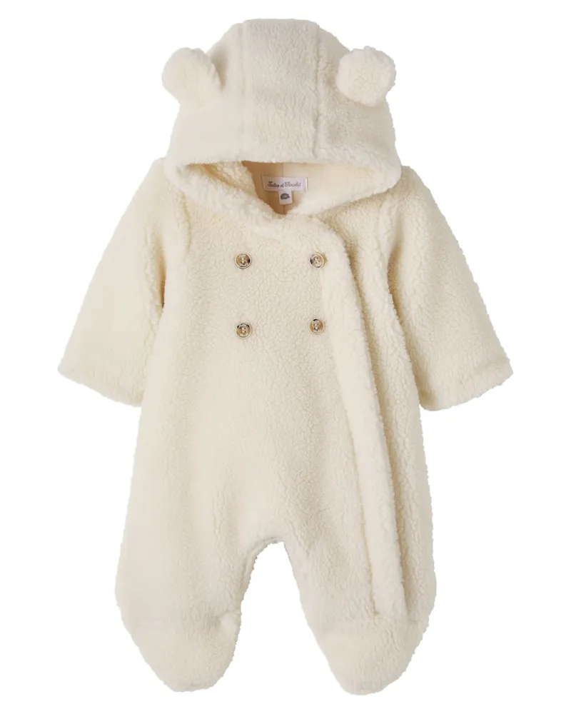 Tartine et Chocolat Baby Overall aus Teddyfleece Weiß