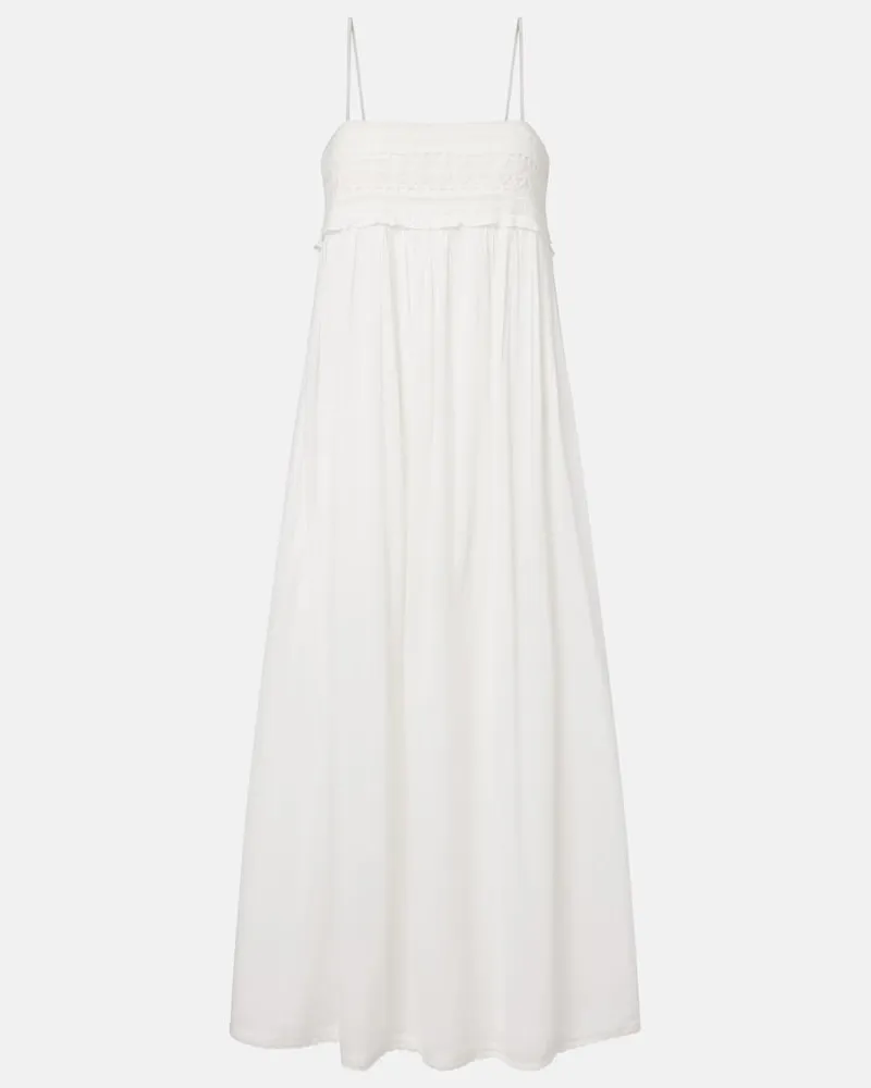 Posse Midikleid Danielle aus Baumwolle und Spitze Weiß