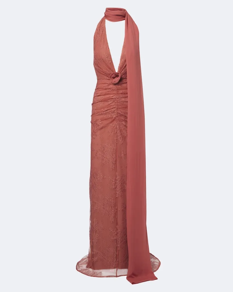 De La Vali Maxikleid Amora aus Spitze Rosa