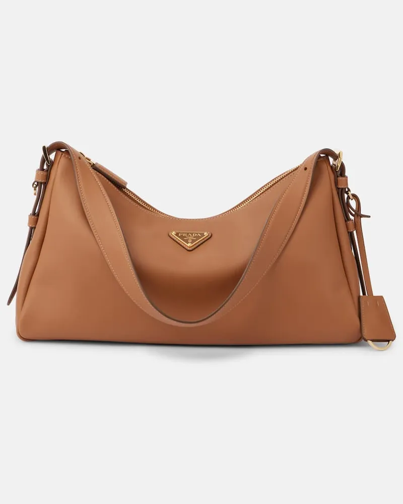 Prada Schultertasche Aimée Medium aus Leder Braun