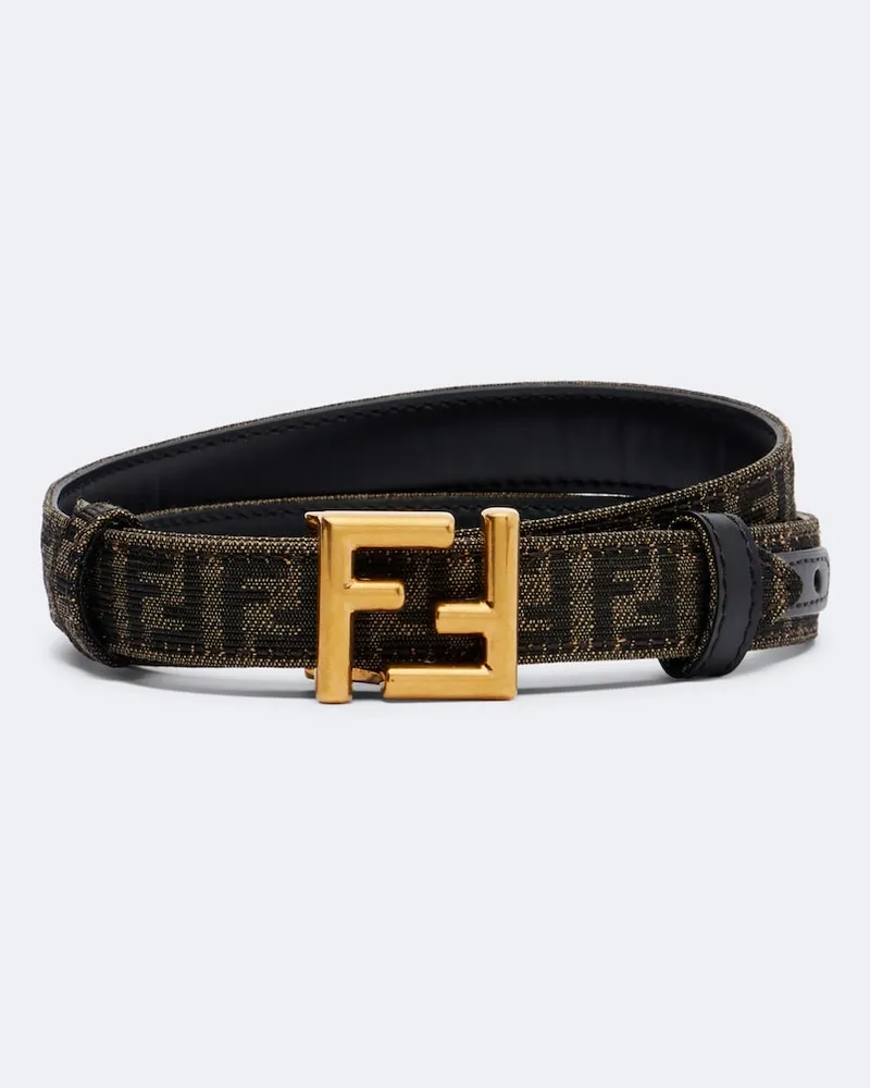 Fendi Wendbarer Gürtel FF Zucca Schwarz