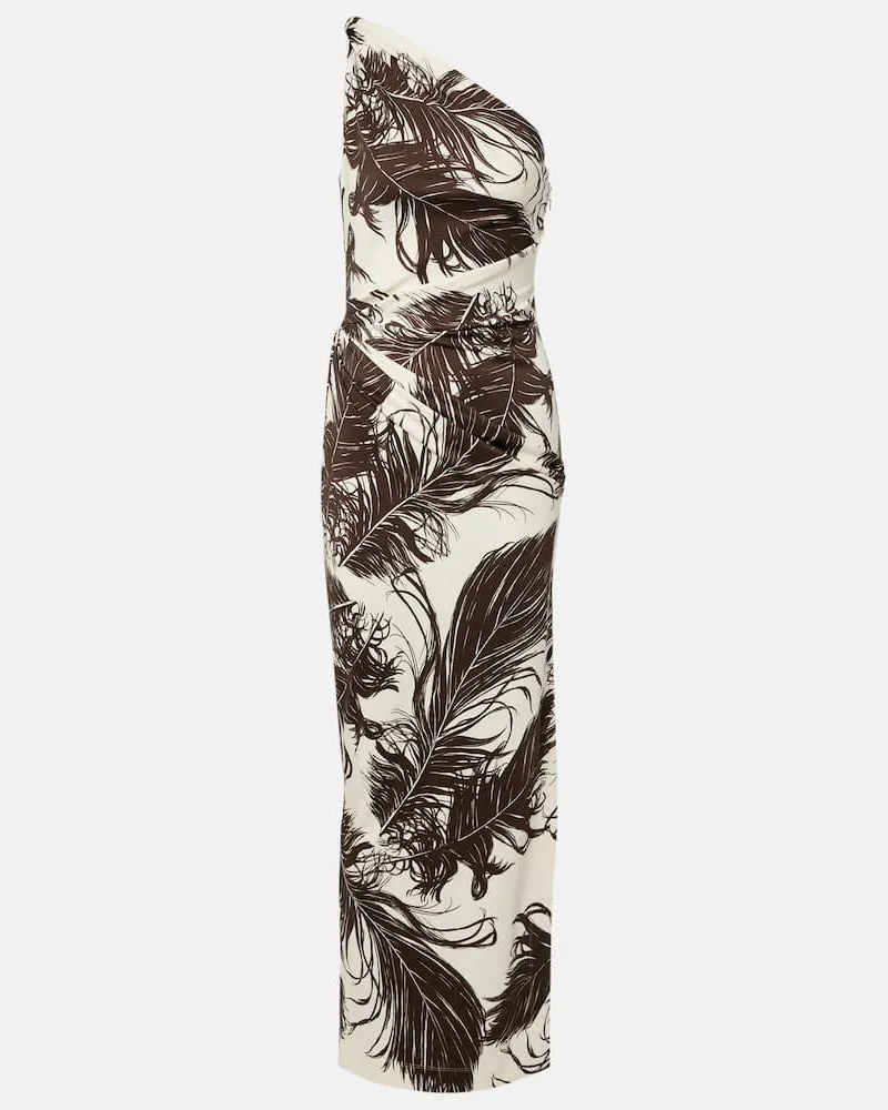 Oscar de la Renta One-Shoulder-Maxikleid aus Jersey Weiß
