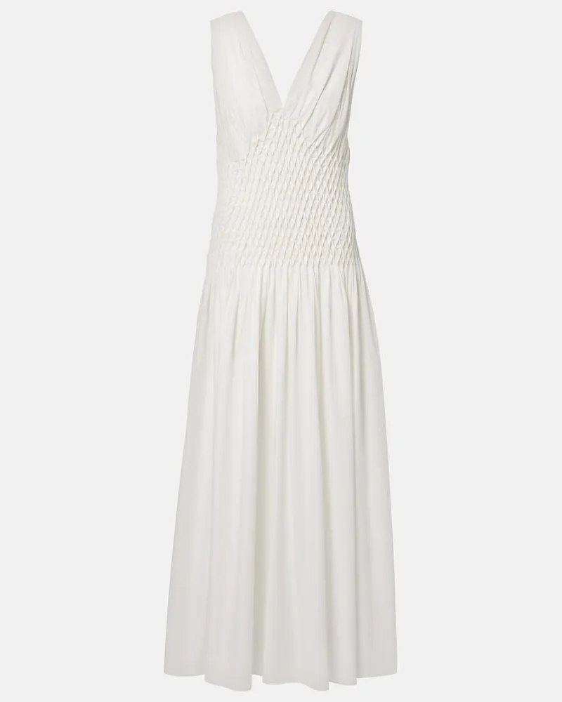 KHAITE Maxikleid Nola aus Baumwollpopeline Weiß