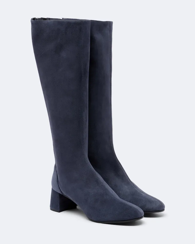 Aquazzura Stiefel Saint Honoré aus Veloursleder Blau