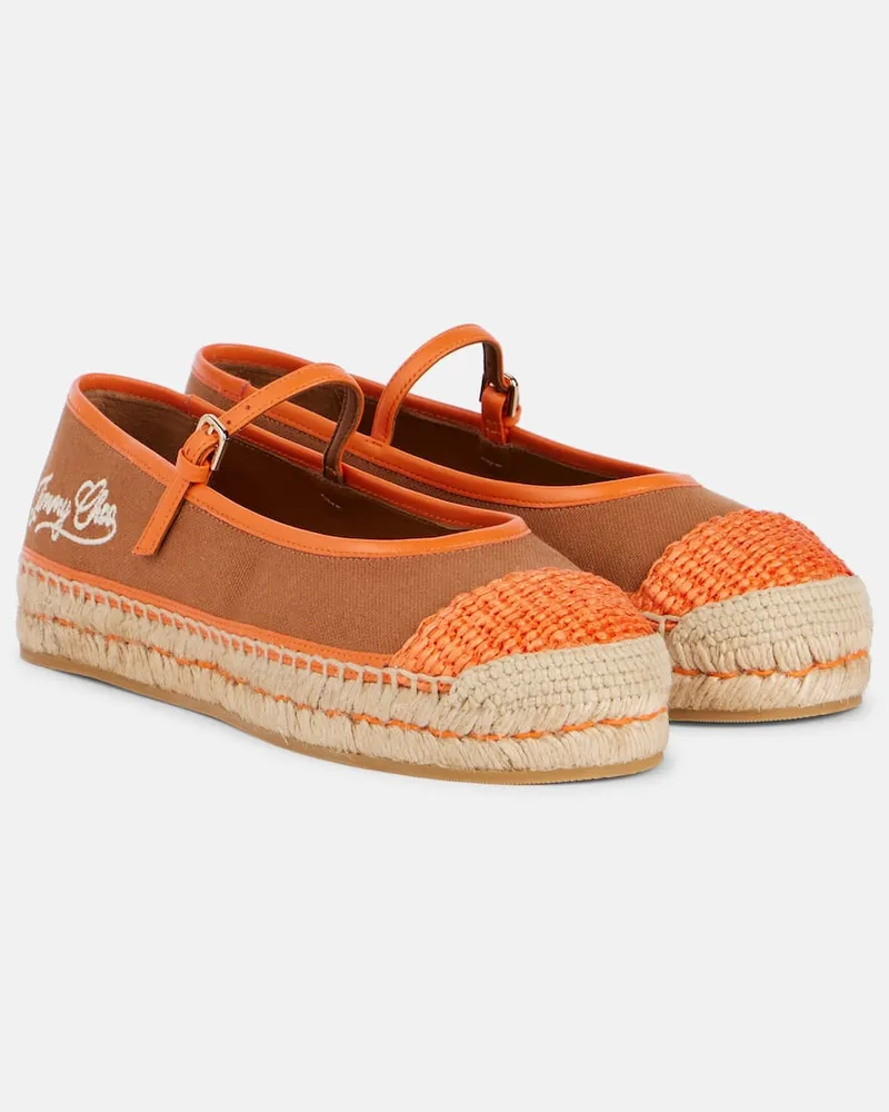 Jimmy Choo Espadrilles Aciel aus Canvas mit Leder Orange