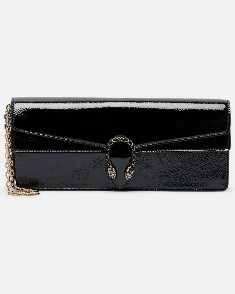 Gucci Clutch Dionysus aus Lackleder Schwarz