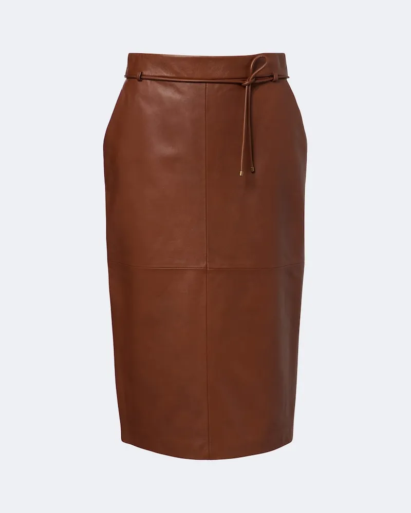Max Mara Midirock aus Leder Braun