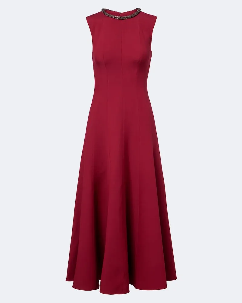 Roland Mouret Verziertes Midikleid aus Wolle und Seide Rosa