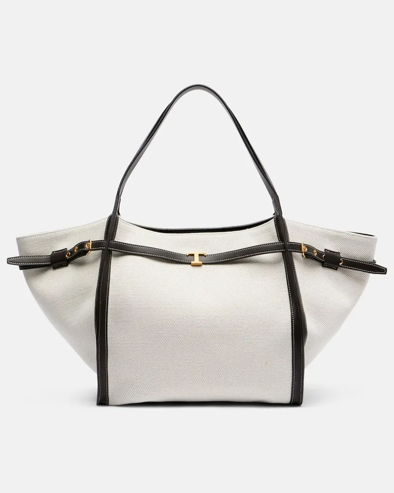 TOD'S Tote Bag Tim Medium aus Canvas Weiß