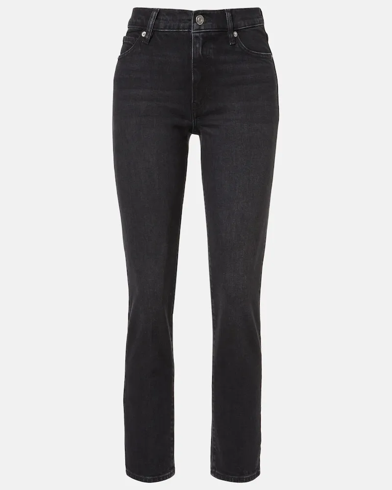 Frame Denim Cropped Straight Jeans Borrowed Schwarz