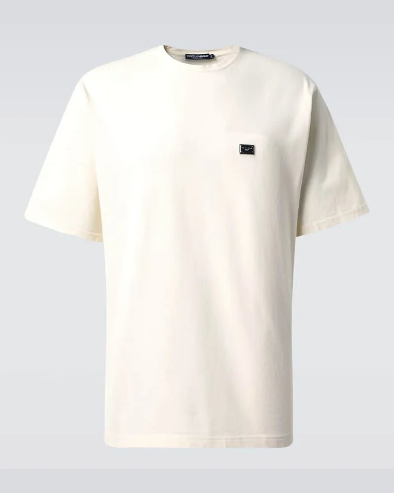 Dolce & Gabbana T-Shirt aus Baumwoll-Piqué Weiß