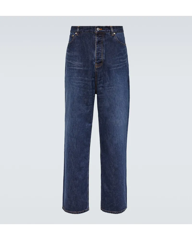 Balenciaga Mid-Rise Wide-Leg Jeans Blau
