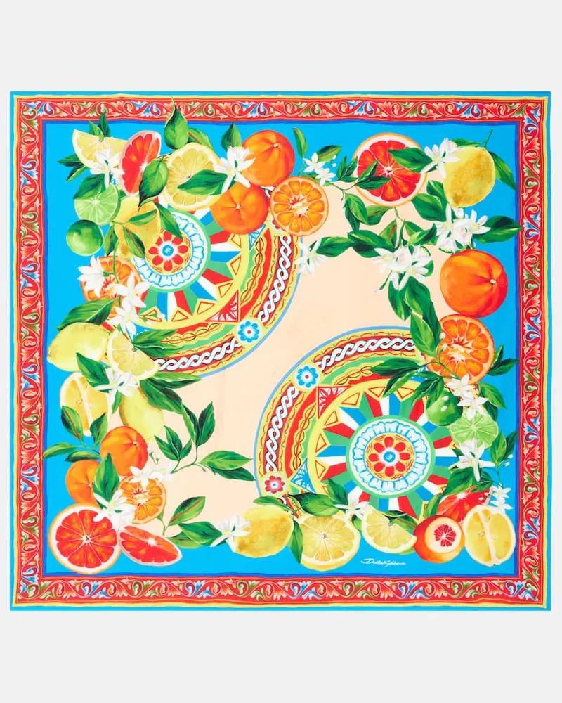 Dolce & Gabbana Bedrucktes Tuch aus Seiden-Twill Multicolor