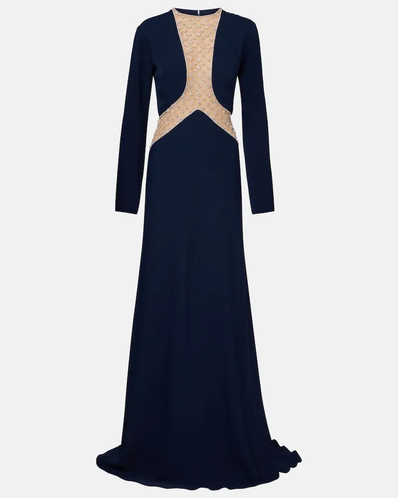 COSTARELLOS Verzierte Robe aus Tüll Blau