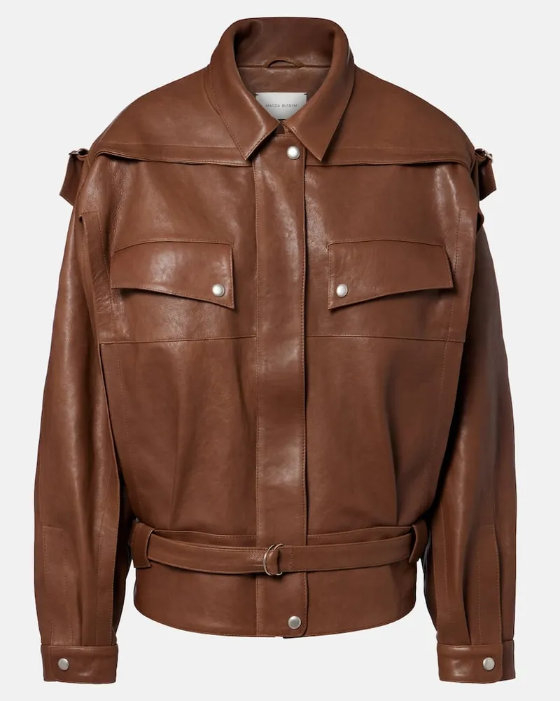 Magda Butrym Oversize-Lederjacke Braun