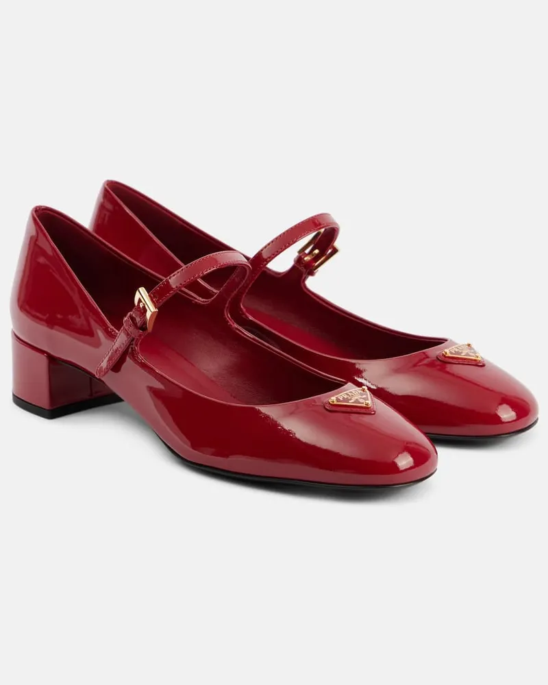 Prada Mary-Jane-Pumps aus Lackleder Rot