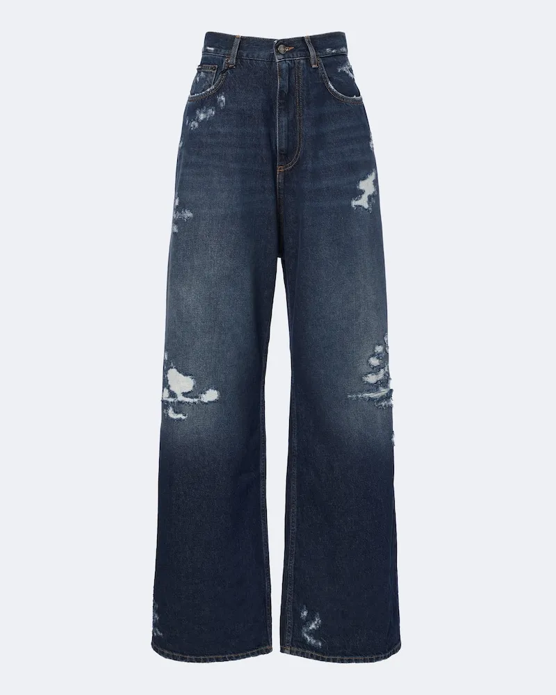 Dolce & Gabbana Distressed Wide-Leg Jeans Blau