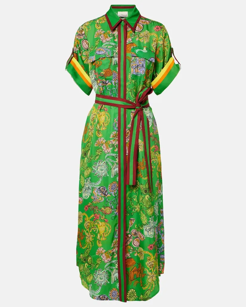 ALEMAIS Alémais Bedrucktes Hemdblusenkleid Fiesta Grün