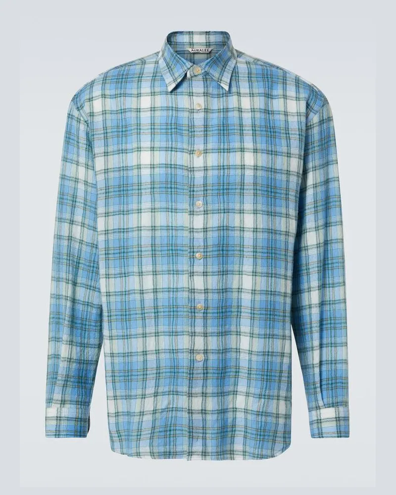 AURALEE Hemd Airy aus Wolle Blau