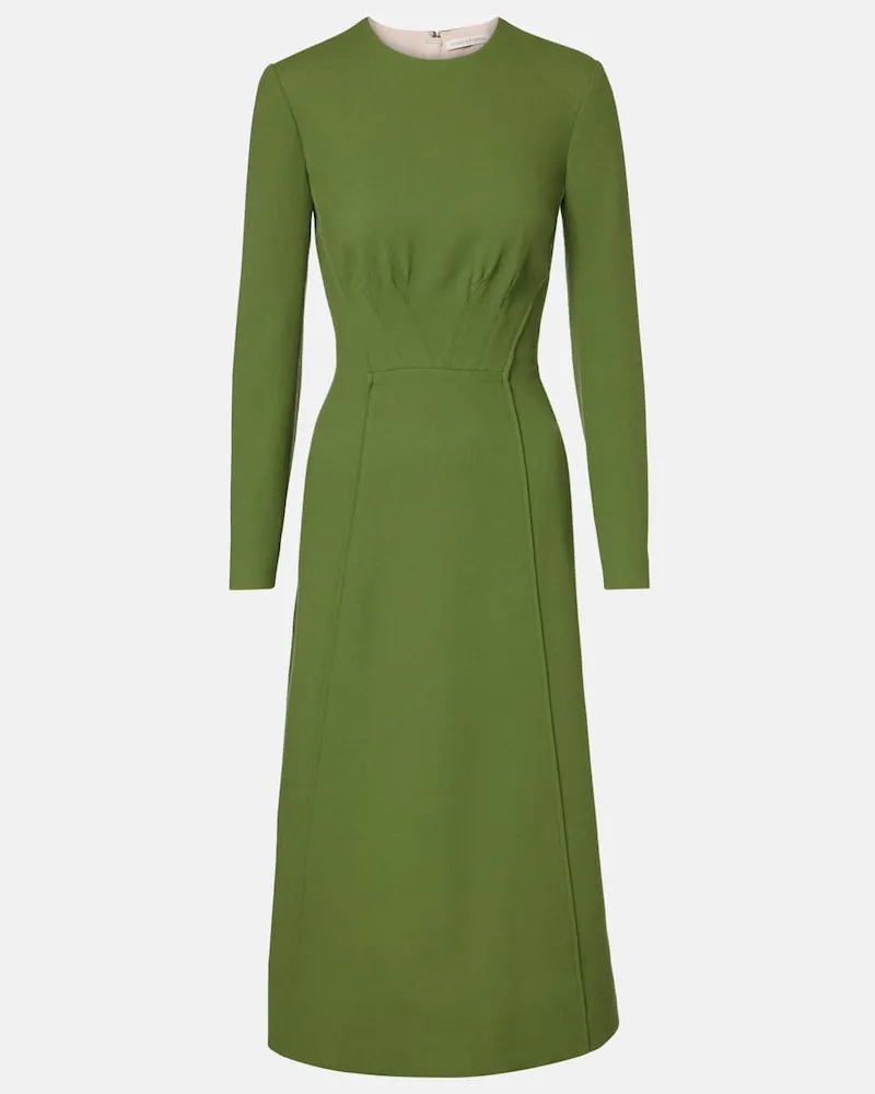 EMILIA WICKSTEAD Midikleid Collison aus Woll-Crêpe Grün