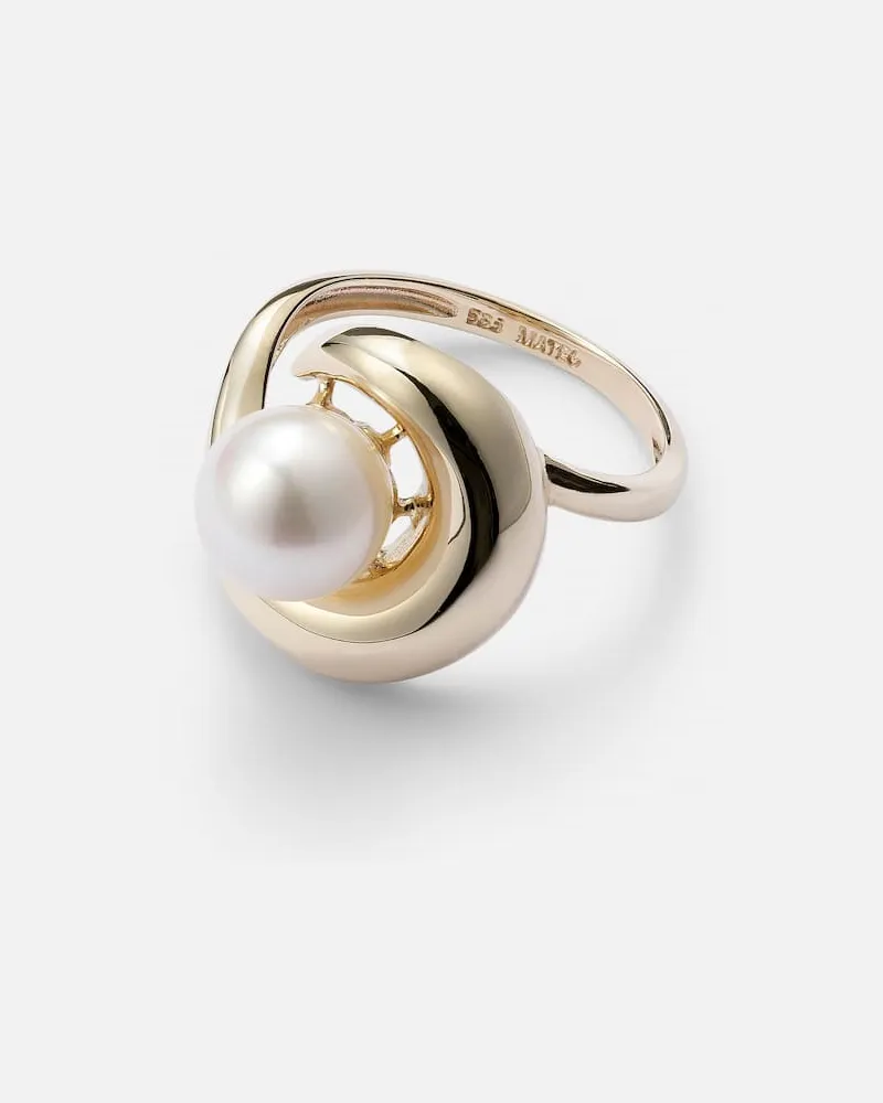 MATEO Ring Pearl Curl aus 14kt Gelbgold mit Süßwasserperle Gold