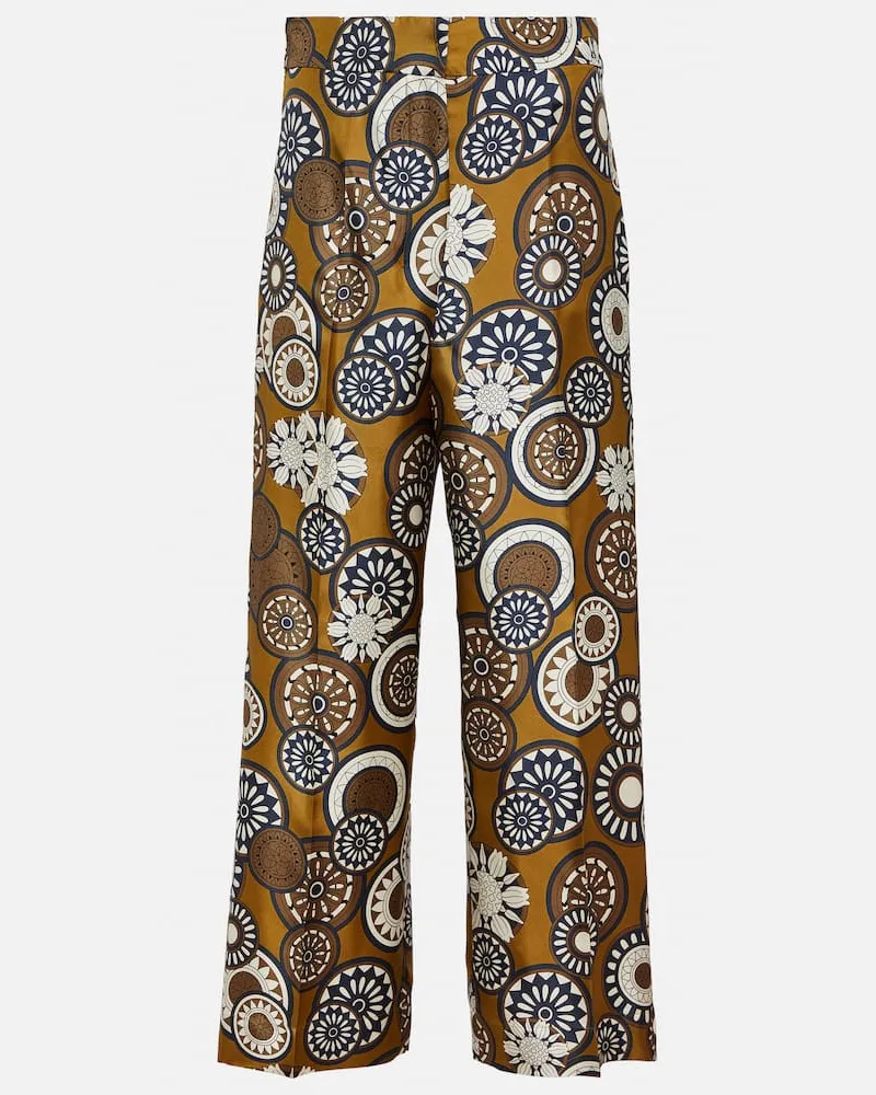 Max Mara High-Rise-Hose Timeb aus Crêpe de Chine Multicolor