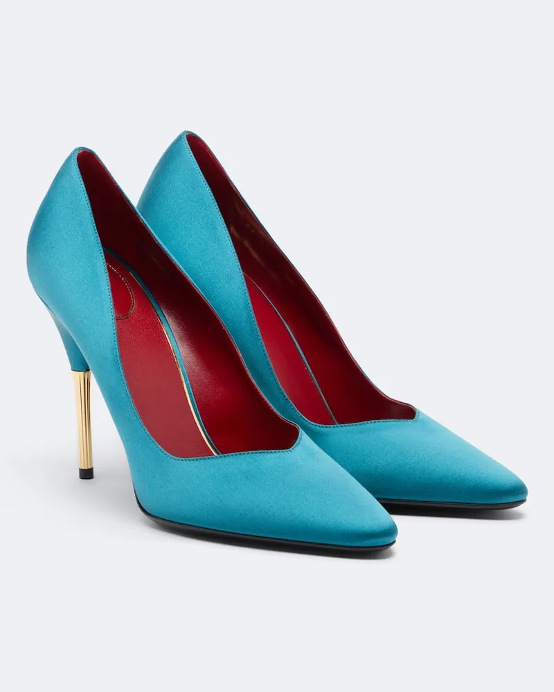 Valentino Garavani Pumps Enigme aus Satin Blau