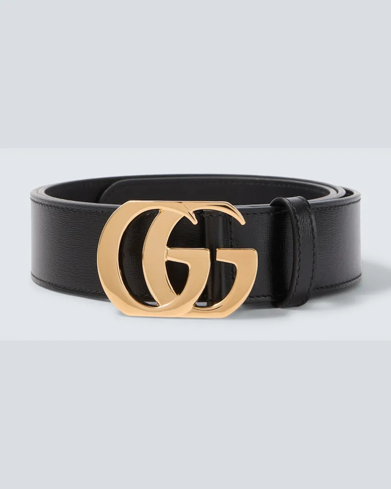 Gucci Gürtel Cut GG Marmont aus Leder Schwarz