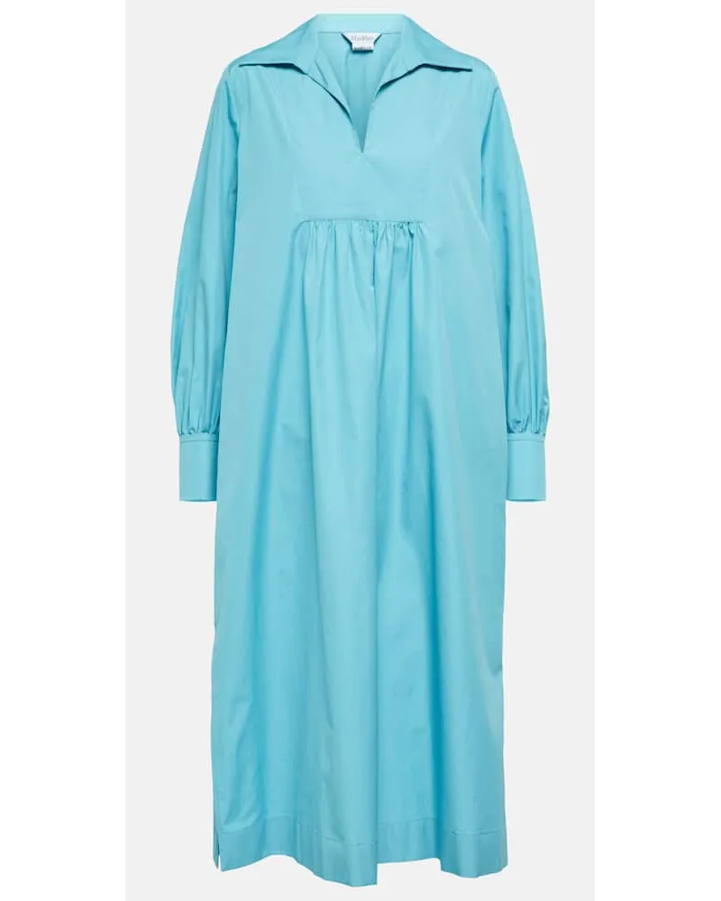 Max Mara Midikleid Nupar aus Baumwollpopeline Blau