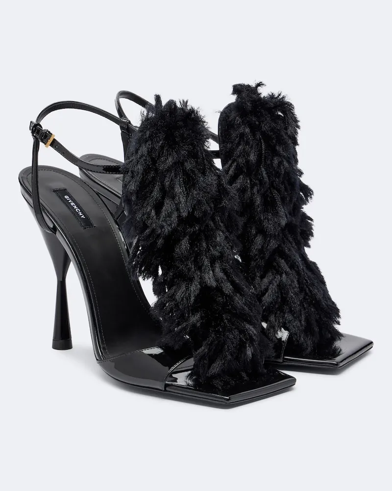 Givenchy Sandalen Pompom aus Leder Schwarz