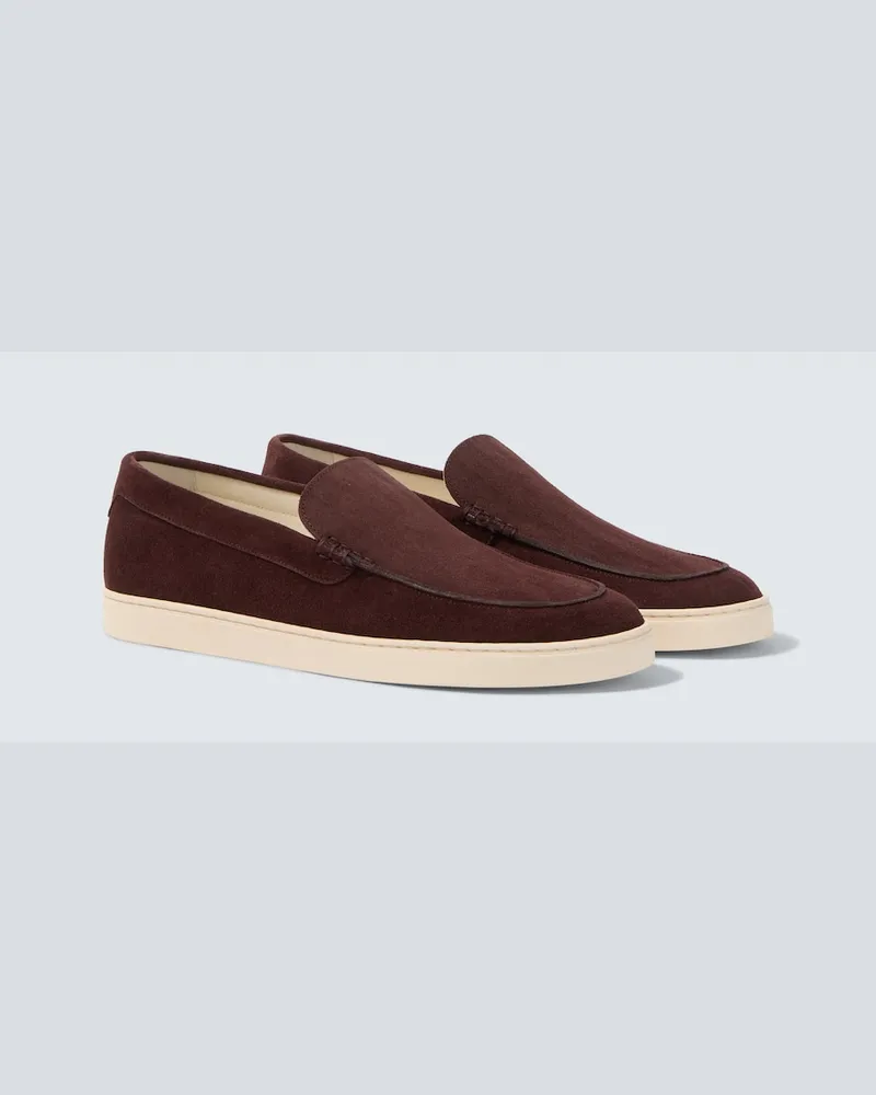 Brunello Cucinelli Slip-Ons Chevron aus Veloursleder Braun