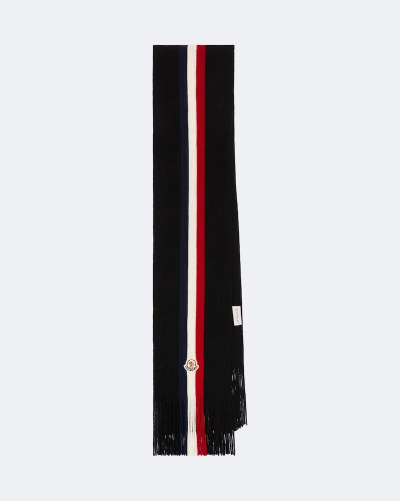 Moncler Schal aus Schurwolle Schwarz