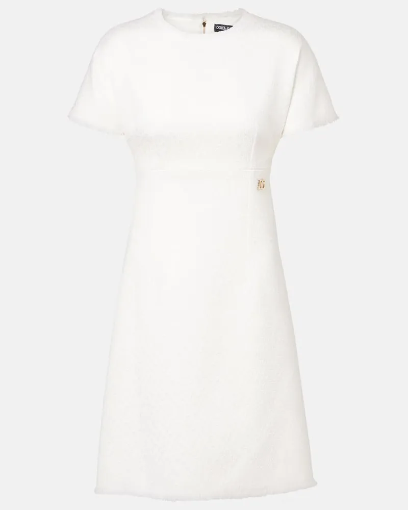 Dolce & Gabbana Minikleid DG aus Tweed Weiß