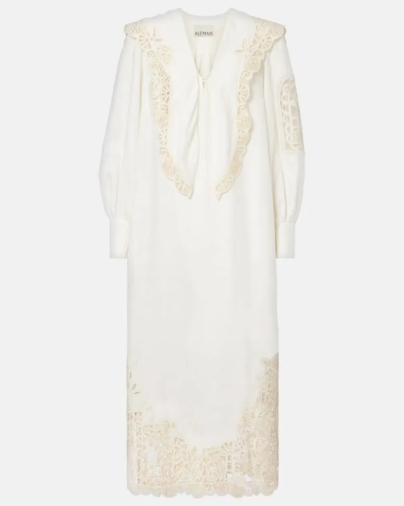 ALEMAIS Alémais X LRNCE Midikleid Rosemary aus Leinen Weiß