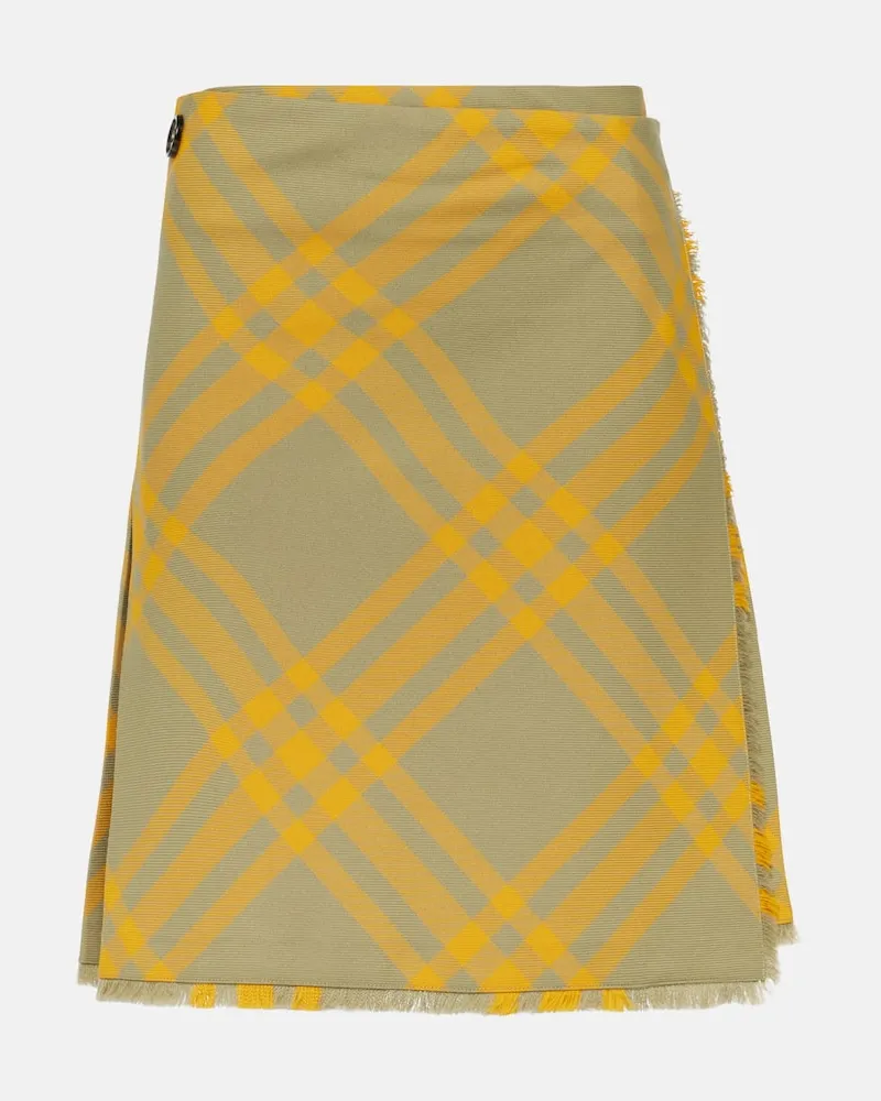Burberry Midirock aus einem Wollgemisch Gelb