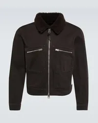 Tom Ford Jacke aus Baumwolle mit Faux Shearling Schwarz