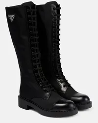 Prada Stiefel aus Re-Nylon und Leder Schwarz