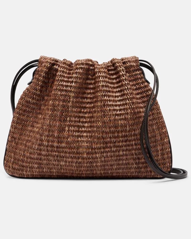 Brunello Cucinelli Crossbody Bag Mellow Small mit Leder Braun