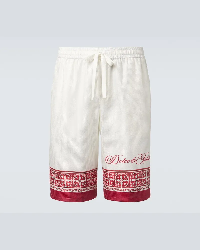Dolce & Gabbana Bermuda-Shorts Majolica aus Seiden-Twill Weiß